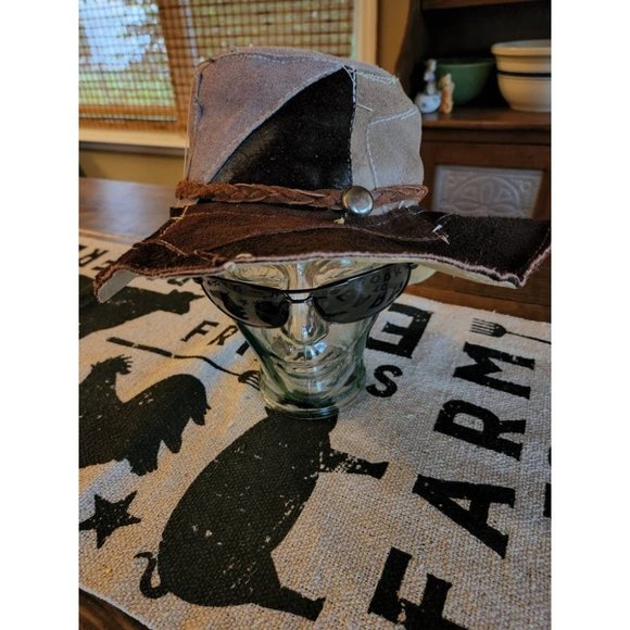Vintage*1970s Suede Patchwork Hat*Boho Women's Hat*Braided Band - Picture 2 of 10